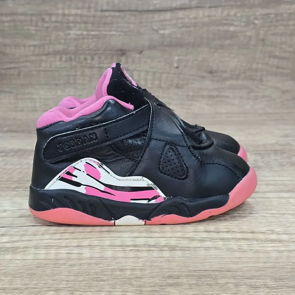 Nike Air Jordan 8 Retro Toddler's Size 7C Black Pink Shoes Sneakers (CN8093-006)
